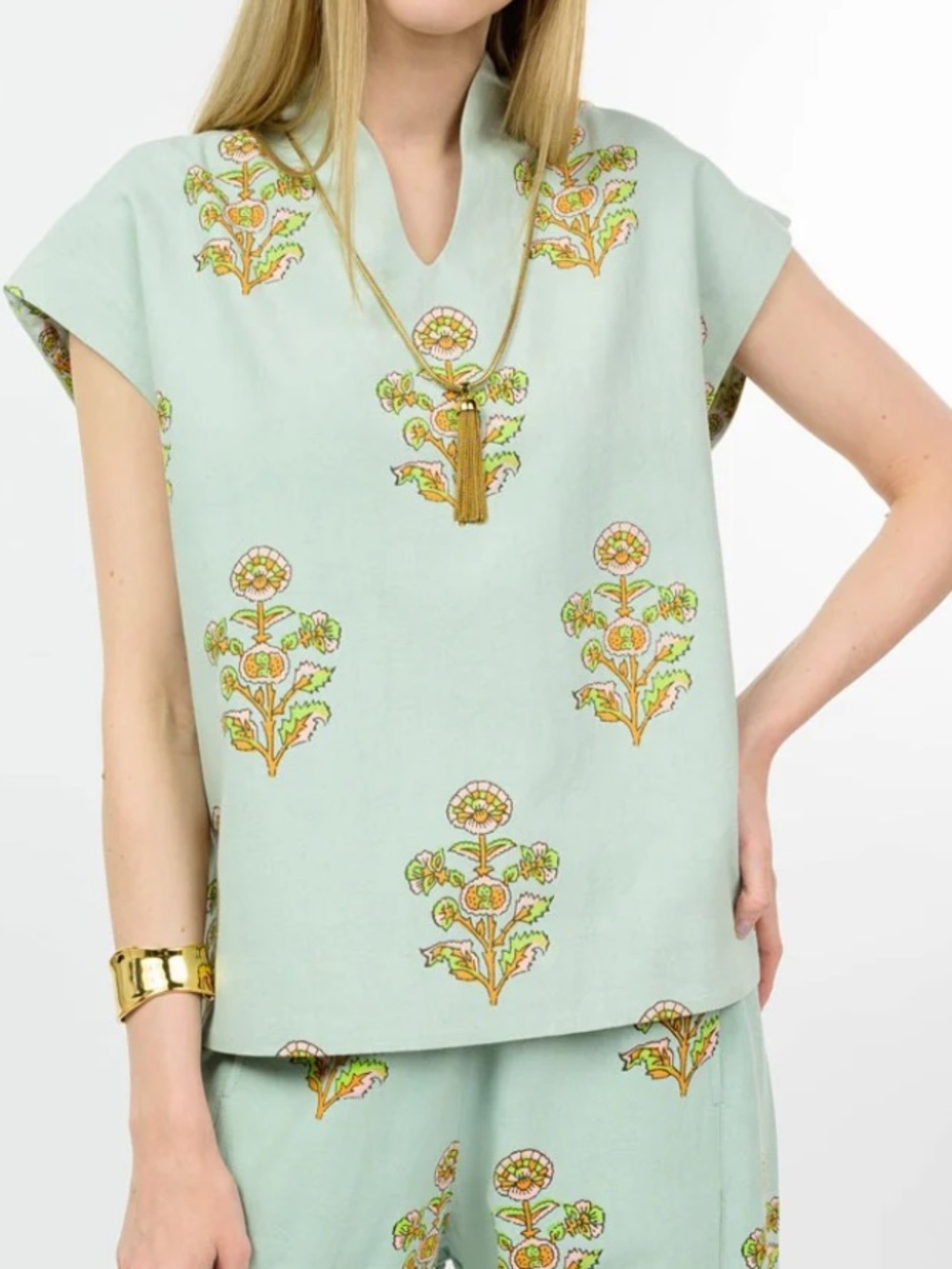 ivy jane mint aqua floral popover top